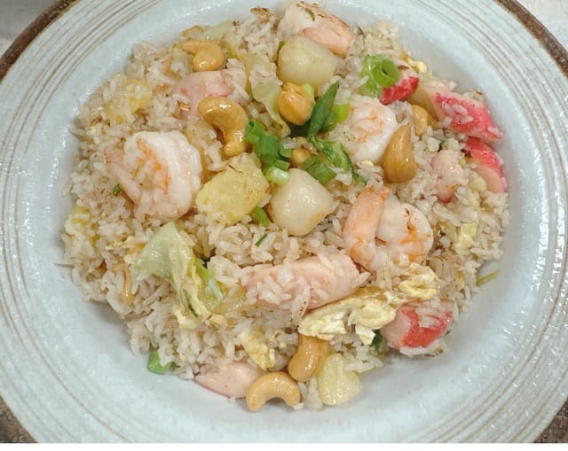 Hawaiian Pineapple Seafood Fried Rice.